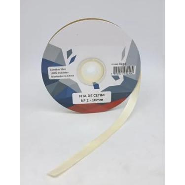 Imagem de Fita de Cetim Simples 10mm N°2 com 50 Metros - UNIDADE - Escolha a Cor (BEGE - C1008)