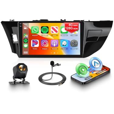 Imagem de Orderich Rádio veicular Android 4G + 128G para Toyota Corolla/Levin 2014-2017 com carro sem fio CarPlay Android Auto, tela sensível ao toque de 10 polegadas, conexão de espelho estéreo para carro