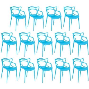 Imagem de Kit 14 Cadeiras De Jantar Allegra Design Empilhável - Azul