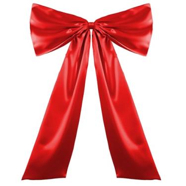 Imagem de YonJeeky Decorações de laço grande 104 x 66 centímetros laço de fita de cetim gigante para pano de fundo de festa de aniversário decoração de quarto de parede decorativo arco de coquete casamento