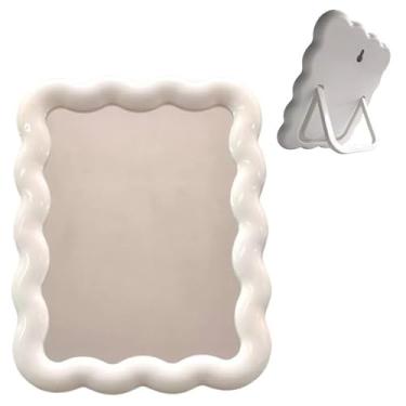 Imagem de Espelho Decorativo De Mesa Parede Multiuso Fofo 5 polegada Espelho De Maquiagem Em Dia Dia(Modelo1 Branco)