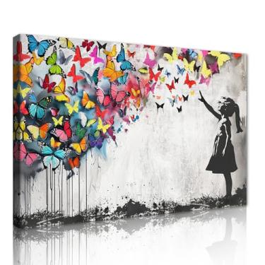 Imagem de Yeesjoee Arte de parede em tela grafite pintura abstrata pop art decoração de parede Banksy pôster impresso pronto para pendurar para sala de estar escritório, 61 x 91 cm