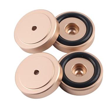 Imagem de Cryfokt Almofada Amplificadora de Alumínio de 40 * 10mm para Som Estéreo Aprimorado, 4 Pés para Absorver Choque, Adequada para Home Theaters (Ouro)