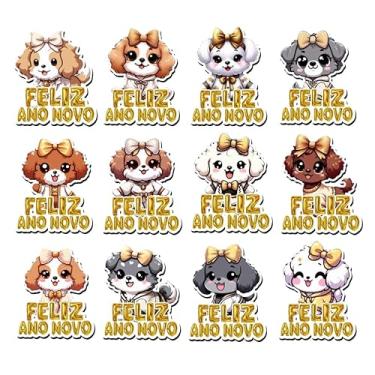 Imagem de Apliques para Laços e Gravatinhas Pet Cadelinha Feliz Ano Novo