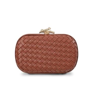 Imagem de Bolsas clutch de tecido para mulheres elegante bolsa de noite para festas, casamentos, bolsa clutch dourada, Marrom, One Size