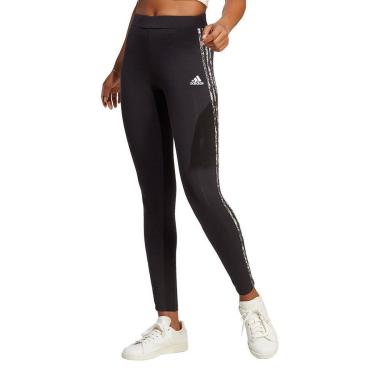 Imagem de Calça Adidas 3 Stripes Animal Print Feminina Preta-Feminino