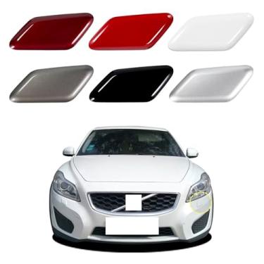 Imagem de Goholy Capa de arruela de farol de para-choque dianteiro de carro compatível com Volvo C30 2010 2011 2012 2013 Tampa de bico de arruela de farol 39863927 39863944 Capa de spray de água estrela prata