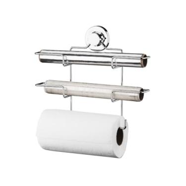 Imagem de Suporte para rolos de papel toalha/alumínio/pvc c/ventosa cromado - Praticità - Future