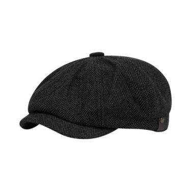 Imagem de Boina Masculina Vintage Listrada Espinha De Peixe Para Uso Casual Diár