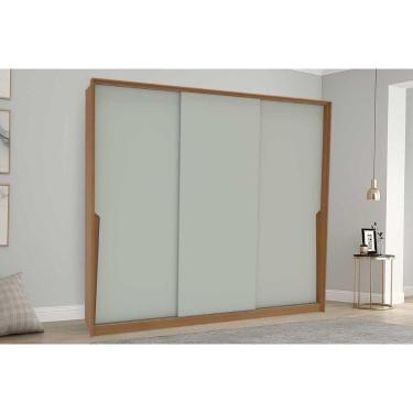 Imagem de Guarda Roupa Casal 3 Portas De Correr E 4 Gavetas Porto Freijo/verde - Politorno