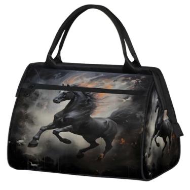 Imagem de Bolsa pequena para o fim de semana, feminina, masculina, floral, borboleta, retrô, colorida, dobrável, bolsa esportiva leve para academia, Cor: 23 cm, 15.2*8.3*11.6 inch, Moderno