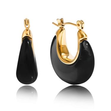 Imagem de CUFELMU Brincos de resina em tom dourado marrom para mulheres, joia retrô grossa e leve, Latão, Sem pedra preciosa