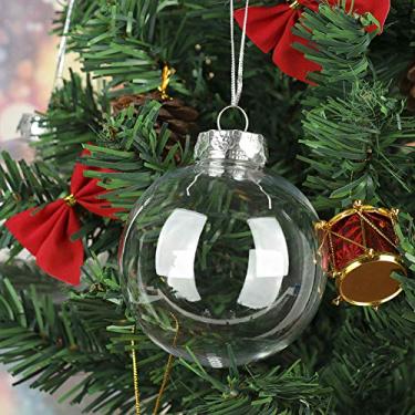 Imagem de Naroote 4 Peças de Bolas de Natal Transparentes Decoradas Com Tinta e Brilho de 10 Cm para Presentes Rápidos do Vizinho (#5)