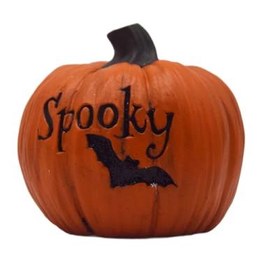 Imagem de BLWOTMOR Estátua de Abóbora de Halloween, Figura Decorativa, Decoração de Halloween, Artesanato, Ornamento de Mesa para Estante, Lareira Ou Quarto, Morcego Laranja, Tamanho real