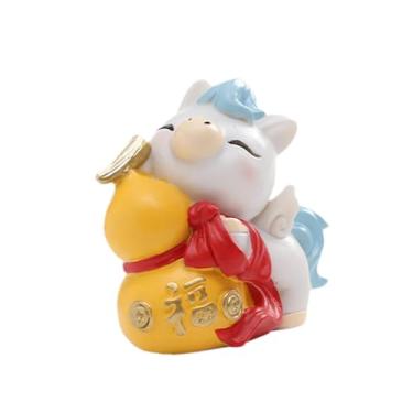 Imagem de Baoblaze Estátua de Cavalo para o Ano Lunar Chinês de 2026, Ornamento Artesanal Decorativo em Resina, Escultura de Pônei para Casa, Quarto, Mesa, 6x3.2x6cm