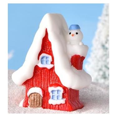 Imagem de Enfeite de resina para pendurar na vila de Natal - Exibição de casa de inverno em miniatura
