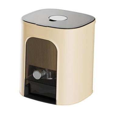 Imagem de Bothyi Distribuidor de arroz selado Distribuidor de alimentos multifuncional Balde de grãos Tipo de prensa Balde de arroz Recipiente de cereais para armário, Bege 5kg