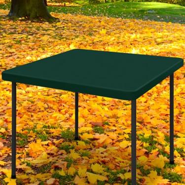 Imagem de Moosfor Toalha de mesa quadrada de elastano, toalhas de mesa elásticas para piquenique, capa de mesa lavável e elástica para uso ao ar livre, acampamento, banquete e festas (verde caçador, 86 x 86 cm)