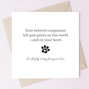 Imagem de TEEMI - Cartão de felicitações de simpatia da perda de animais de estimação com envelope - Cartão de condolências com estampa de pata de companheira amada - Cartolina quadrada premium de 300 g/m² 12,2