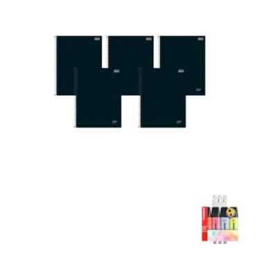 Imagem de Kit Caderno Universitário Zip Preto 1M 80F Tilibra + Caneta Trigel Branca 12 Unidades + Marca Texto Boss 4 Cores Pastel