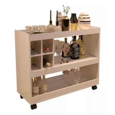 Imagem de Aparador Bar Buffet com Adega e Rodízios – Para Sala de Estar, Jantar ou Cantinho do Café(Perola)