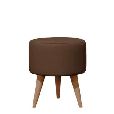 Imagem de Puff Redondo Luxo para Quarto ou Sala – Banqueta Estilo Penteadeira Decorativa(Apollo Marrom)