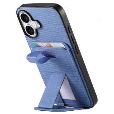 Imagem de FWYANZH Capa de couro para iPhone 17 Pro Max/17 Pro/Air/17, capa carteira com suporte oculto com compartimento para cartão, capa protetora à prova de choque, azul, ar