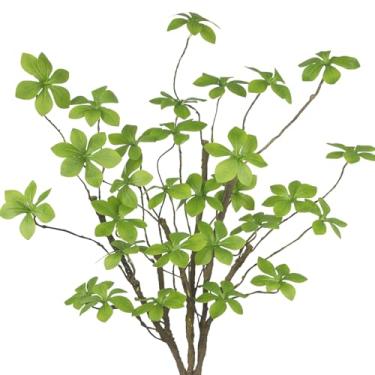 Imagem de CISDUEO 3 peças de plantas artificiais de folhas verdes, caules florais falsos, folhas falsas, ramos de vegetação artificial de seda com haste longa para vasos de casa de fazenda, centro de mesa