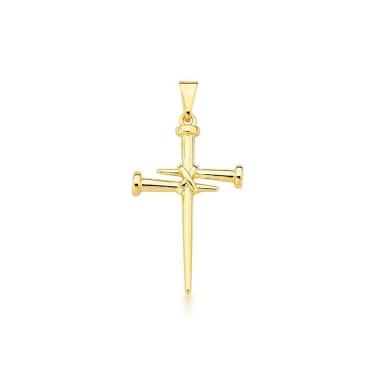 Imagem de Pingente Crucifixo Com Pregos Entrelaçados Banhado A Ouro 18k