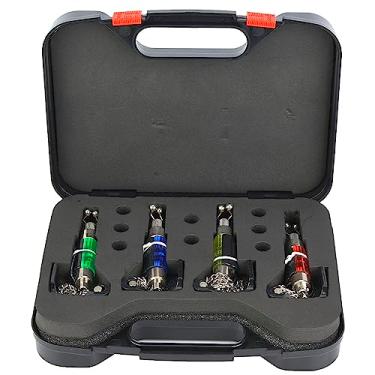 Imagem de equlup Alarme de mordida de pesca com caixa de armazenamento, ponta de haste de luz LED noturna com sinos, indicador de equipamento de pesca, swingers, alerta de ataque de peixe, brilho
