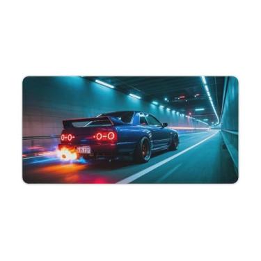 Imagem de HouLaiZhe R32 Belting Flames JDM Car Gaming Mouse Pads JDM Car Desk Pads Grandes Mousepads para teclado de mesa, computador Mat30 x 60 cm