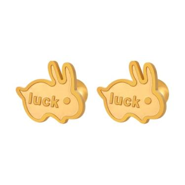 Imagem de Kokoma Brincos femininos Luck Bunny, 20G, coelho, fofo, animal, cartilagem, tragus, piercing de barra, joia de Páscoa