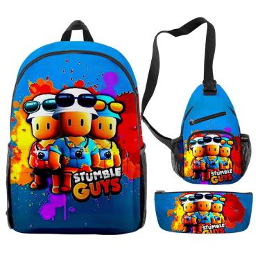Imagem de Conjunto de mochilas Stumble Guyss Anime, 3 peças para mochila escolar infantil