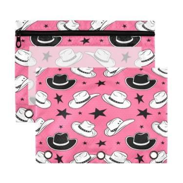 Imagem de Wassud Bolsa de lápis para fichário de 3 anéis preto e branco bolsas com zíper serve para fichários padrão estojo de lápis para escritório, pacote com 2