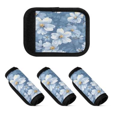 Imagem de Qilmy Beautiful Flowers Bagagem Handle Wrap Pacote com 4 Identificadores de Bagagem Identificadores de Bagagem Capa para Carrinho de Bebê Mala Mala Avião Acessórios de Viagem 1974