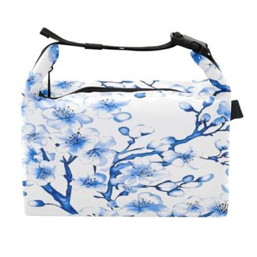 Imagem de STAYTOP Lancheira Blue Cherry Blossoms com fivela de alça, lancheira isolada para meninos e meninas, lancheira térmica para trabalho escolar