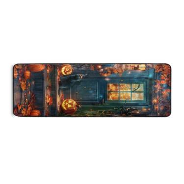 Imagem de Burbuja Tapete de corredor para decoração de porta de Halloween 61 x 183 cm, tapete lavável antiderrapante com suporte de borracha, tapete para sala de estar, corredor, decoração de casa