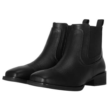 Imagem de J's.o.l.e Botas masculinas de cowboy ocidental, bico quadrado, Chelsea, sapatos sociais, botas casuais no tornozelo para homens, Preto, 38