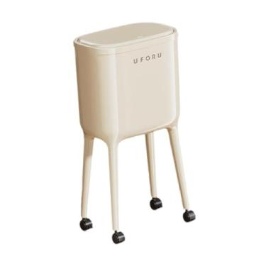 Imagem de Generic Lixeira com Rodas, Cesto de Lixo de Grande Capacidade (16L), Balde para Papel, Ideal para Banheiro, Sala de Estar, Cômoda, Cozinha e Escritório, Branco