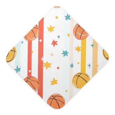 Imagem de STAYTOP Toalhas de bebê coloridas de musselina de basquete com capuz, toalha de banho super macia, toalhas de banho absorventes para banho recém-nascido unissex 76 x 76 cm
