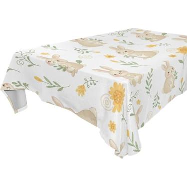 Imagem de Burbuja Toalha de mesa de coelho, toalha de mesa quadrada anti-rugas grossa para decoração de jantar, cozinha, festa, 137 x 137 cm