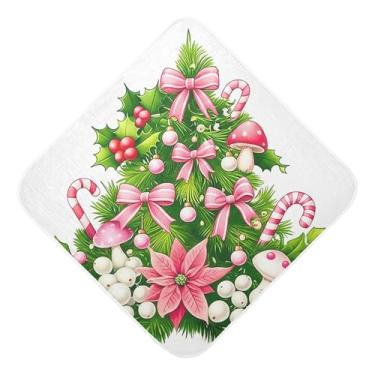 Imagem de Burbuja Toalha de banho de árvore de Natal para bebês - Toalha com capuz de musselina macia e absorvente para recém-nascidos, 89 x 89 cm