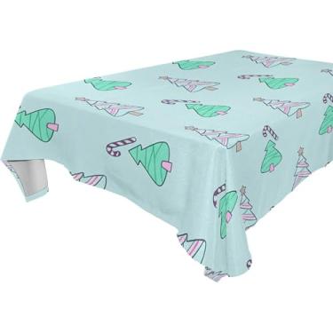 Imagem de Burbuja Toalha de mesa de árvore de Natal, toalha de mesa quadrada anti-rugas grossa para decoração de jantar, cozinha, festa, 152 x 152 cm