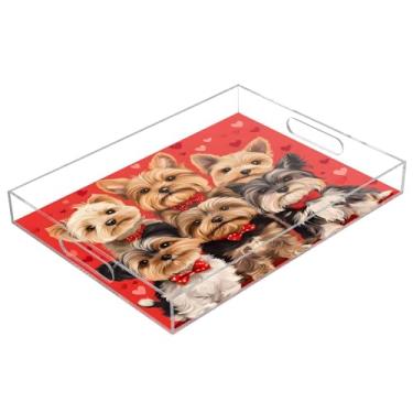 Imagem de STAYTOP Bandeja de servir de acrílico para cães fofa, Dia dos Namorados, 15,7 x 11,20 cm, à prova de derramamento, organizador de bancada para café da manhã, chá, comida, maquiagem