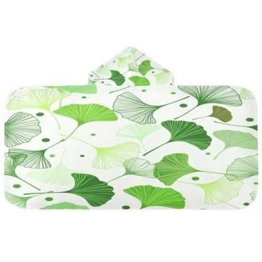 Imagem de CEBUGI Toalha de banho com capuz Ginkgo Leaves para crianças toalha de banho macia absorvente com capuz 127 x 59,7 cm toalha de banho de praia para meninos e meninas