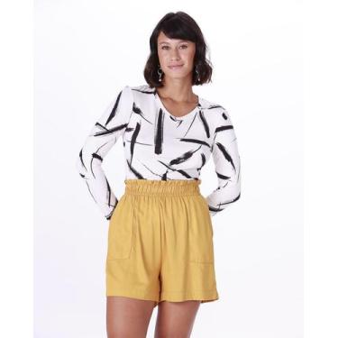 Imagem de Blusa Feminina Gola V Estampada Em Viscose Stretch - Malwee, Off white