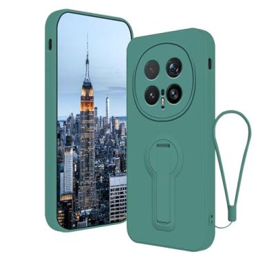 Imagem de Anlalish Capa compatível com Honor Magic 8 Pro com suporte, capa de telefone de silicone para Honor Magic 8 Pro com cordão de pulso (verde escuro)