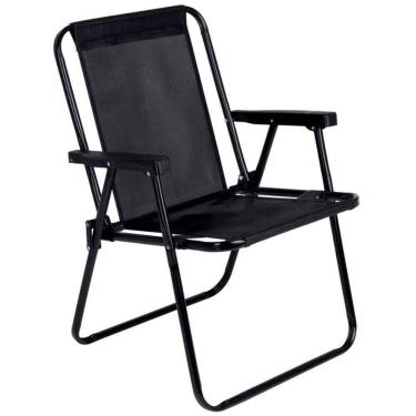 Imagem de Cadeira de Praia Alta 38cm 100kg Aço Dobrável Preta MOR