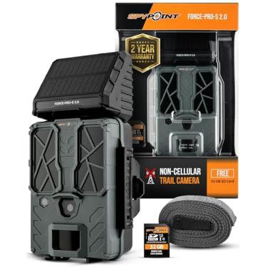 Imagem de SPYPOINT Câmera solar de trilha Force-PRO-S 2.0, não celular, painel solar integrado, velocidade de disparo de 0,2S, alcance de detecção de 33,5 m, modos de vídeo 4K/2K/1080p, fotos de 48 MP, fonte de