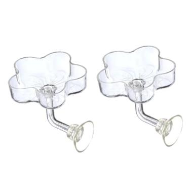 Imagem de Bothyi 2 comedouros para camarão de aquário com ventosa, transparentes, em formato de flor, tamanho mini, para alimentar peixes pequenos, Flor de Cinco Pétalas